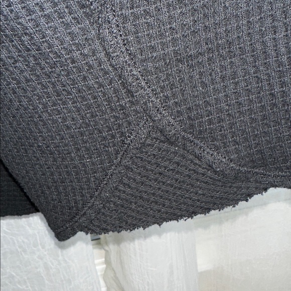 aerie XL Lumber Stone Washed True Black Waffle Knit Cotton Blend Oversized Shirt - Picture 13 of 14